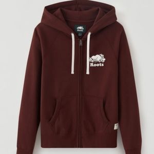 Roots Women's Maroon Zip-Up Hoodie Sweater